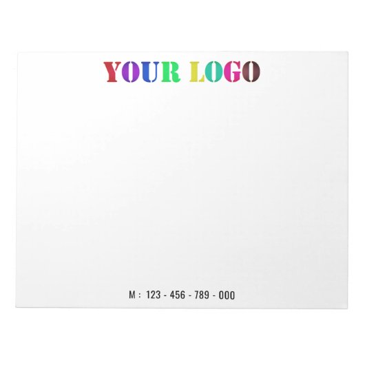 カスタム会社ロゴ文字情報ビジネスメモ帳 ノートパッド (正面)