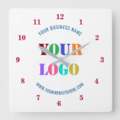 カスタム会社ロゴ文字業務用壁時計 スクエア壁時計 (正面)