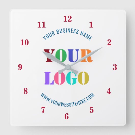 カスタム会社ロゴ文字業務用壁時計 スクエア壁時計 (正面)