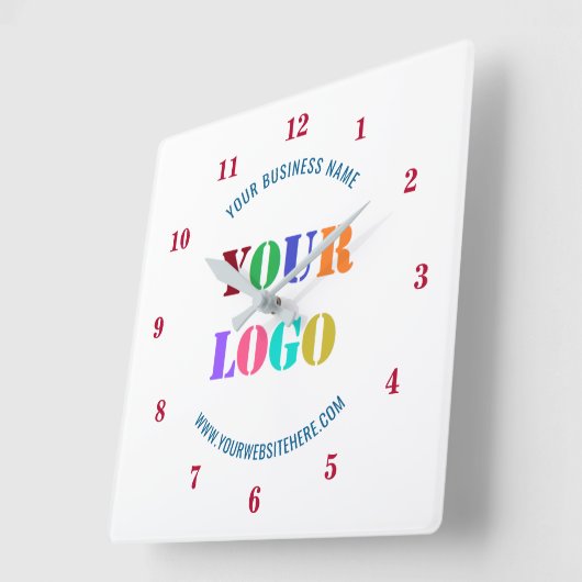 カスタム会社ロゴ文字業務用壁時計 スクエア壁時計 (傾斜)