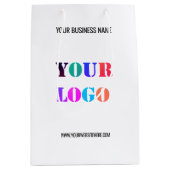カスタム会社ロゴ文字紙ショッピングバッグ ミディアムペーパーバッグ (正面)