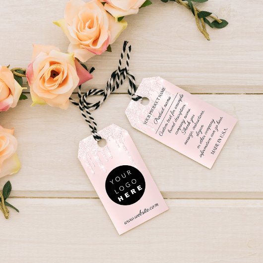 カスタム会社ロゴ製品ピンクドリップ ギフトタグ