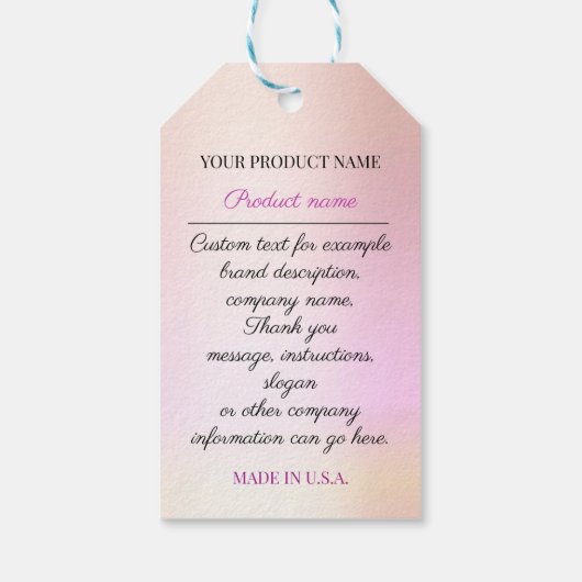カスタム会社ロゴ製品説明ピンクローズ ギフトタグ (裏面)
