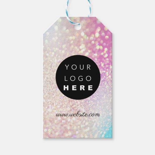 カスタム会社ロゴ製品説明ピンク ギフトタグ (正面)