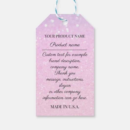 カスタム会社ロゴ製品説明ピンクGLITT ギフトタグ (裏面)