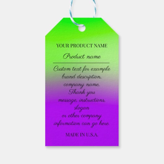 カスタム会社ロゴ製品説明Green Purp ギフトタグ (裏面)