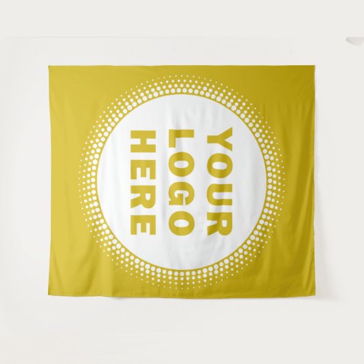 カスタム会社ロゴ金ゴールド タペストリー (正面(横))