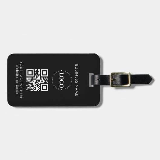 カスタム会社ロゴQRコードおよび文字シンプル ラゲッジタグ (正面横)
