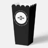 カスタム会社ロゴQRコード文字ブラックポップコーンボックス フェイバーボックス (裏面)