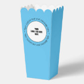 カスタム会社ロゴQRコード文字ブルーポップコーンボックス フェイバーボックス (正面)