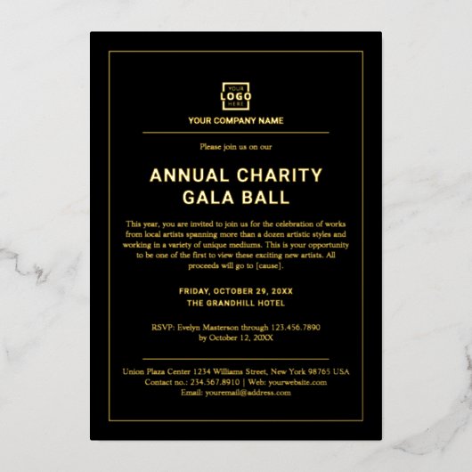 カスタム会社企業のイベントパーティー 箔招待状 (正面)