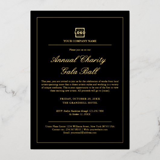 カスタム会社企業のイベントパーティー 箔招待状 (正面)