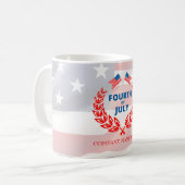 カスタム会社名7月愛国米国国旗4日 コーヒーマグカップ (正面左)