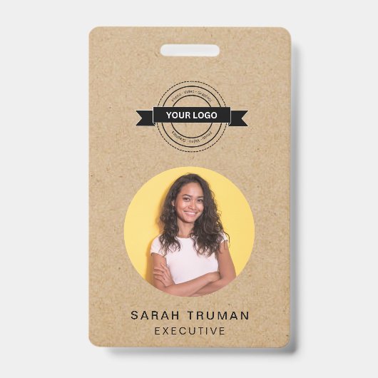 カスタム会社員カード素朴工芸 バッジ (正面)