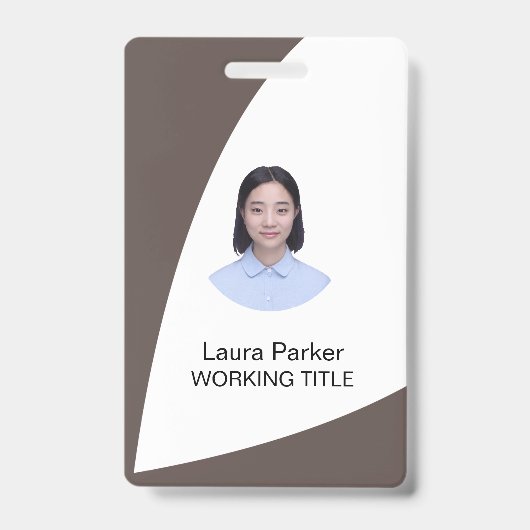 カスタム会社員フォトテックス茶色チョコレート バッジ (正面)