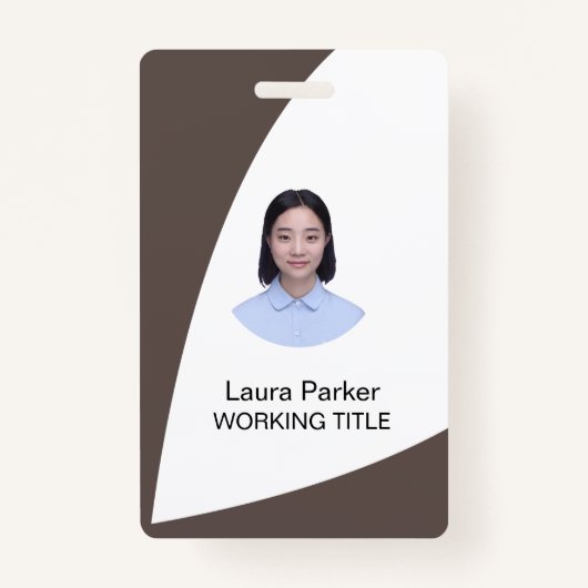 カスタム会社員フォトテックス茶色チョコレート バッジ (正面)