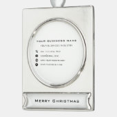 カスタム会社情報ビジネスクリスマスオーナメント シルバープレートバナーオーナメント (左)