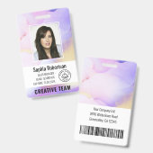 カスタム会社水彩紫色の従業員ID バッジ (表裏)