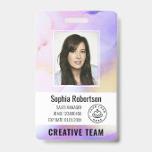 カスタム会社水彩紫色の従業員ID バッジ (表面)