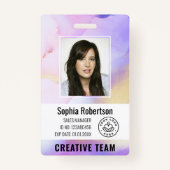 カスタム会社水彩紫色の従業員ID バッジ (正面)