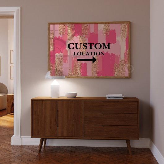 カスタム位置標識ドームデコ名門私立校風のールピンク ポスター