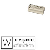 カスタム住所と名前と大きなモノグラムイニシャル ラバースタンプ (押印)