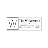 カスタム住所と名前と大きなモノグラムイニシャル ラバースタンプ (インプリント)