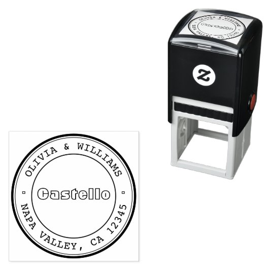 カスタム住所スタンプ、ウェディングスタンプ、「カステロ」 セルフインキングスタンプ (インサイチュ)
