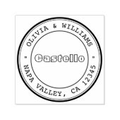 カスタム住所スタンプ、ウェディングスタンプ、「カステロ」 セルフインキングスタンプ (デザイン)