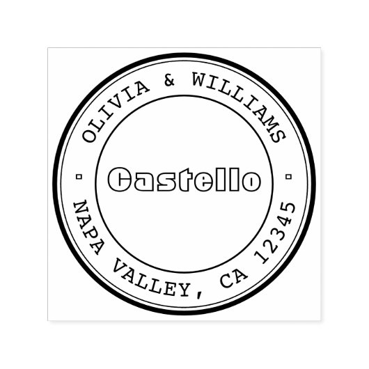 カスタム住所スタンプ、ウェディングスタンプ、「カステロ」 セルフインキングスタンプ (デザイン)