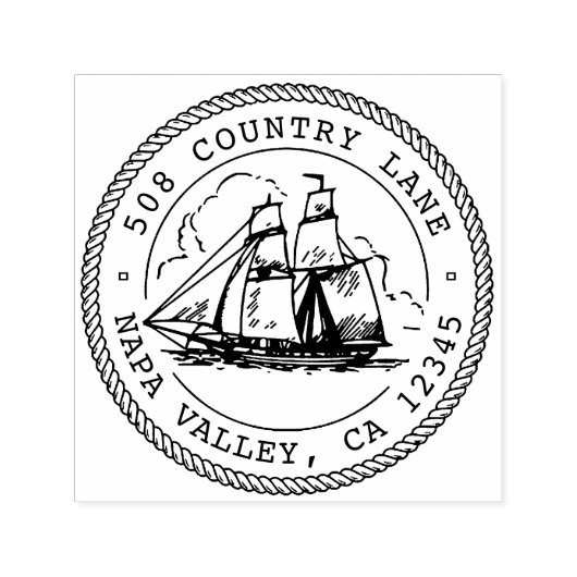 カスタム住所スタンプ、ウェディングスタンプ、船舶 セルフインキングスタンプ (デザイン)