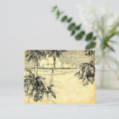 カスタム住所トロピカルビーチヴィンテージ絵葉書 ポストカード (スタンド正面)