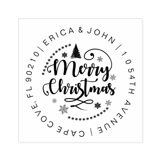 カスタム住所ラバースタンプ、メリークリスマス ラバースタンプ (インプリント)