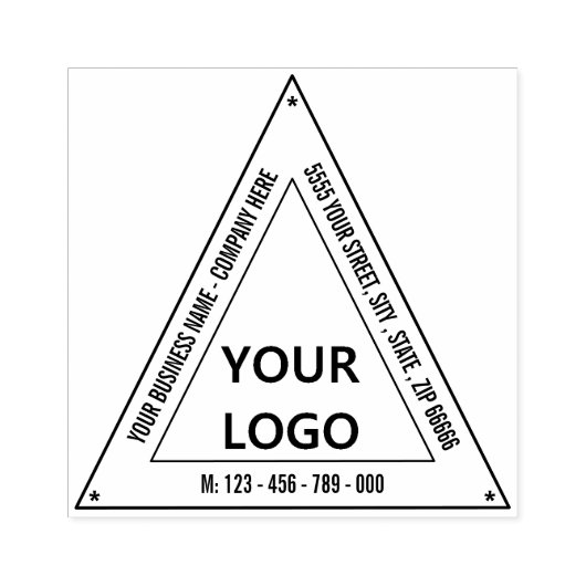 カスタム住所ロゴ名スタンプ – 三角形デザイン ラバースタンプ (インプリント)