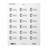 カスタム住所 シールモノグラム文字C ラベル (フルシート)