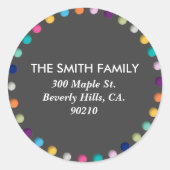 カスタム住所 シールラウンド水玉模様 ラウンドシール (正面)