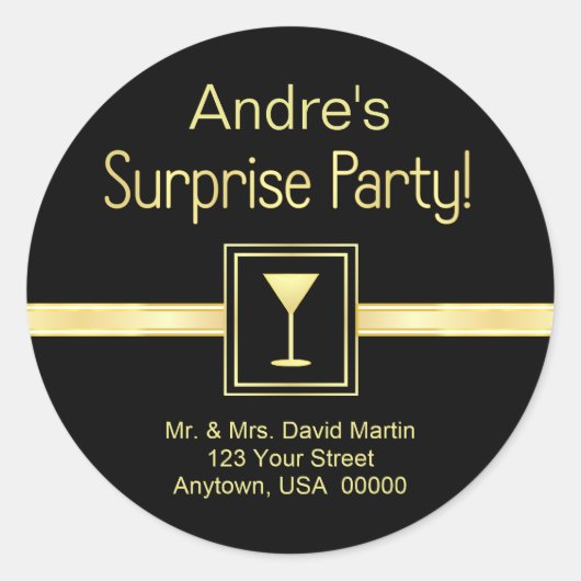 カスタム住所 シール – サプライズパーティー (正面)