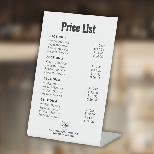カスタム価格リストまたはサーシンプルビスモダン白 台座サイン