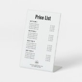 カスタム価格リストまたはサーシンプルビスモダン白 台座サイン (正面)