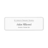 カスタム修学旅行の子供の名前の電話番号。 ラベル (正面)