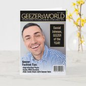 カスタム偽おもしろいGeezersWorld Magazine誕生日C カード (黄色い花)