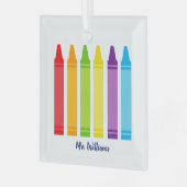 カスタム先生かわいいクレヨン ガラスオーナメント (正面左)