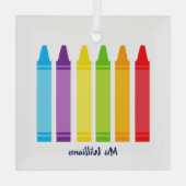 カスタム先生かわいいクレヨン ガラスオーナメント (裏面)