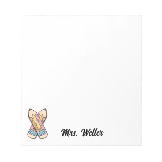 カスタム先生かわいいフローラ鉛筆 ノートパッド (正面)