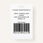 カスタム先生かわいいレインボーネームバーコード バッジ (裏面)