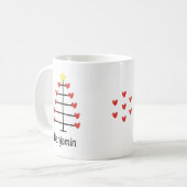 カスタム先生の名前と可愛いクリスマスツリー コーヒーマグカップ (正面左)