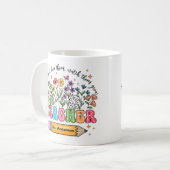 カスタム先生の名前フラワーマグ "Teach Love Grow" コーヒーマグカップ (正面左)