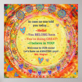 カスタム先生ウェルカムクラスルームのインスピレーション ポスター (正面)