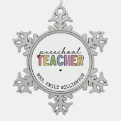 カスタム先生ギフトパーソナライズされた スノーフレークピューターオーナメント (正面)