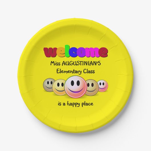 カスタム先生クラスへようこそ ペーパープレート (正面)